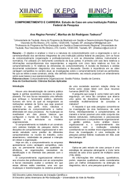 1 COMPROMETIMENTO E CARREIRA: Estudo de Caso em