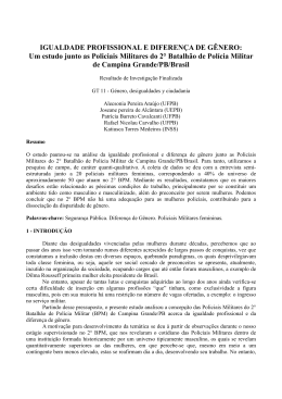 IGUALDADE PROFISSIONAL E DIFEREN&Ccedil;A DE G&Ecirc;NERO: Um