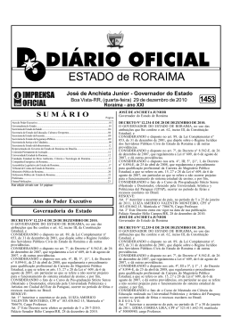 Di&aacute;rio Oficial BOA VISTA, 29 DE DEZEMBRO DE 2010