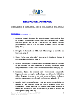 Resumo de imprensa dos dias 18 e 19 de Junho