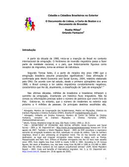 1 Cidadãs e Cidadãos Brasileiros no Exterior O Documento de