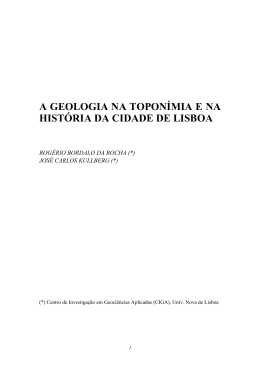 a geologia na topon&iacute;mia e na hist&oacute;ria da cidade de lisboa