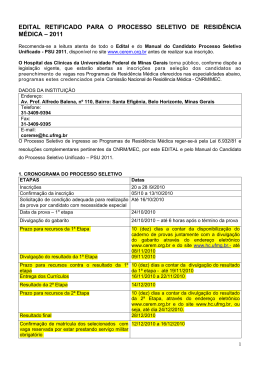 EDITAL DE CONVOCA&Ccedil;&Atilde;O - Universidade Federal de Minas Gerais