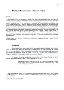 Direito ao Meio ambiente e a Polui&ccedil;&atilde;o eleitoral