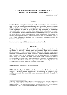 A PROTE&Ccedil;&Atilde;O AO MEIO AMBIENTE DO TRABALHO E A