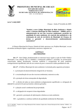 Institui o novo C&oacute;digo Municipal de Meio Ambiente e disp&otilde;e sobre o