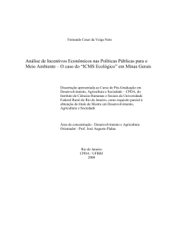 An&aacute;lise de Incentivos Econ&ocirc;micos nas Pol&iacute;ticas