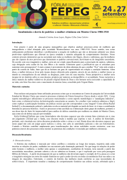 a mulher criminosa em Montes Claros 1900-1910
