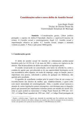 PRADO, L. R. Considera&ccedil;&otilde;es sobre o novo delito de ass&eacute;dio sexual