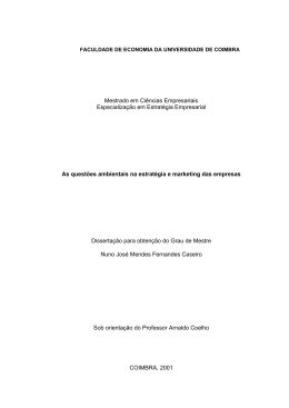 Mestrado em Ciências Empresariais Especialização em Estratégia