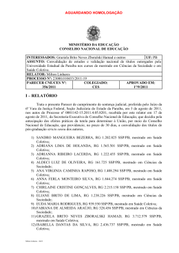 I &ndash; RELAT&Oacute;RIO - Minist&eacute;rio da Educa&ccedil;&atilde;o
