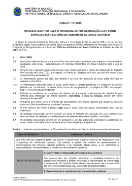 Edital N&ordm; 73-2015 Especializa&ccedil;&atilde;o em Ci&ecirc;ncias Ambientais