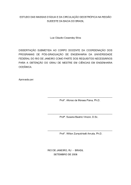 ESTUDO DAS MASSAS D`&Aacute;GUA E DA CIRCULA&Ccedil;&Atilde;O