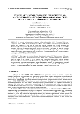 &iacute;ndices ndvi, ndwi e ndbi como ferramentas ao mapeamento