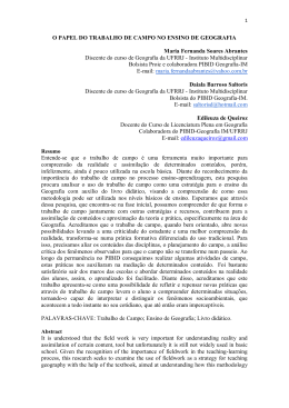 O PAPEL DO TRABALHO DE CAMPO NO ENSINO DE