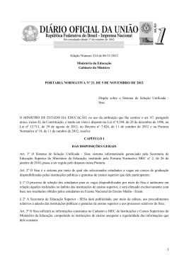 Portaria Normativa nº 21, de 5 de novembro de 2012
