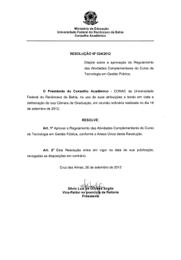 Resolu&ccedil;&atilde;o 024/2012 - Aprova&ccedil;&atilde;o do Regulamento de