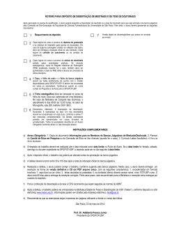 Roteiro para Dep&oacute;sito de Disserta&ccedil;&atilde;o de Mestrado e de Tese de