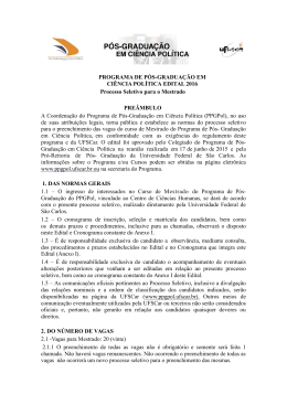 EDITAL MESTRADO 2016 - Programa de P&oacute;s