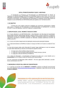 Edital do 2&ordm; Processo Seletivo de Mestrado 2015 - nupeb