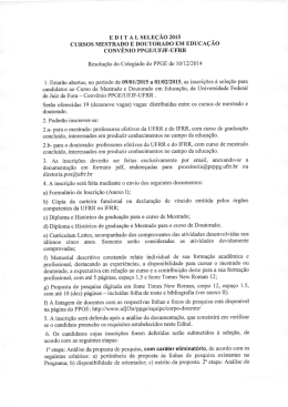 Edital de Sele&ccedil;&atilde;o para Mestrado e Doutorado