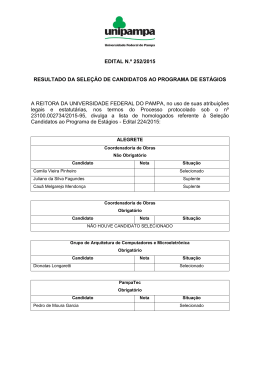 EDITAL N.&ordm; 252/2015 RESULTADO DA SELE&Ccedil;&Atilde;O DE