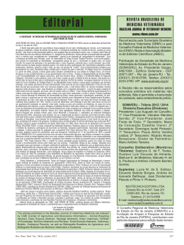 Editorial - Revista Brasileira de Medicina Veterinária