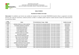 Edital 173/2013 Resultado de Pedidos de Isen&ccedil;&atilde;o Observa&ccedil;&atilde;o: Os