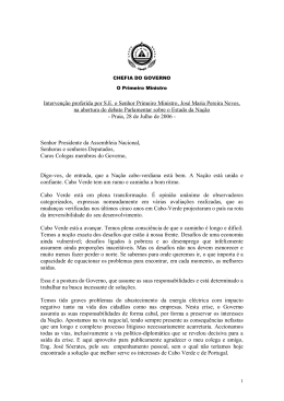 Interven&ccedil;&atilde;o proferida por SE o Senhor Primeiro Ministro, Jos&eacute; Maria