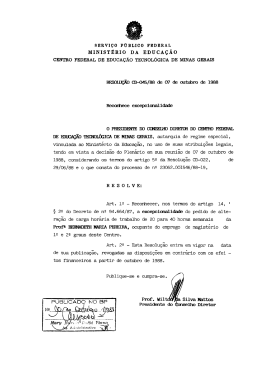 Reconhece excepcionalidade Profa. Bernadeth Maria Pereira