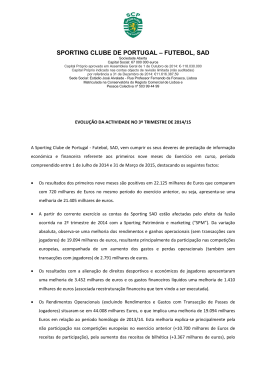 A Sporting Clube de Portugal - Futebol, SAD informa sobre