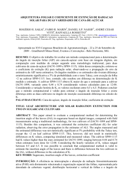 arquitetura foliar e coeficiente de extin&ccedil;&atilde;o de radiacao solar para