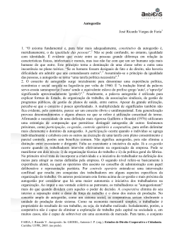 Autogestão José Ricardo Vargas de Faria 1. “O axioma fundamental