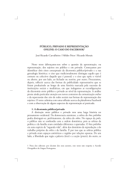 P&Uacute;BLICO, PRIVADO E REPRESENTA&Ccedil;&Atilde;O ONLINE: O