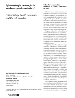 Epidemiologia, promo&ccedil;&atilde;o da sa&uacute;de e o paradoxo do risco