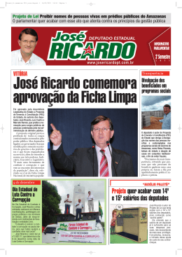 Jos&eacute; Ricardo comemora aprova&ccedil;&atilde;o da Ficha Limpa