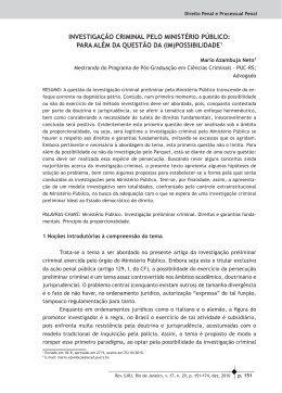 investiga&ccedil;&atilde;o criminal pelo minist&eacute;rio p&uacute;blico