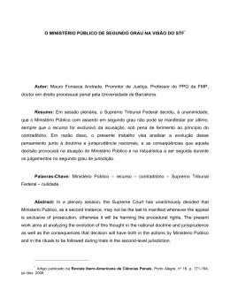 O MINIST&Eacute;RIO P&Uacute;BLICO DE SEGUNDO GRAU NA VIS&Atilde;O DO STF