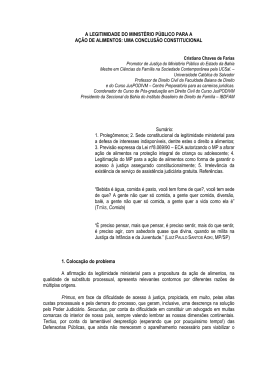 a legitimidade do minist&eacute;rio p&uacute;blico para a a&ccedil;&atilde;o de alimentos