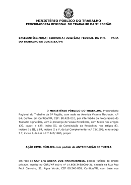 A&ccedil;&atilde;o Civil P&uacute;blica aberta pelo Minist&eacute;rio P&uacute;blico do Trabalho