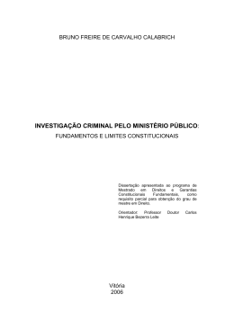 INVESTIGA&Ccedil;&Atilde;O CRIMINAL PELO MINIST&Eacute;RIO P&Uacute;BLICO: