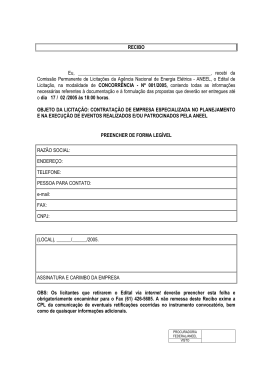 recebi da Comiss&atilde;o Permanente de Licita&ccedil;&otilde;es da Ag&ecirc;ncia N
