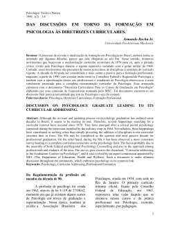 das discuss&otilde;es em torno da forma&ccedil;&atilde;o em psicologia &agrave;s