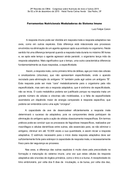 Ferramentas Nutricionais Moduladoras do Sistema Imune