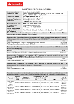 CALENDÁRIO DE EVENTOS CORPORATIVOS 2014