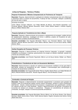 Linhas de Pesquisa – Térmica e Fluidos