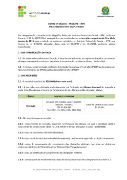 EDITAL Nº 08/2015 – PROGEPE – IFPR PROCESSO SELETIVO
