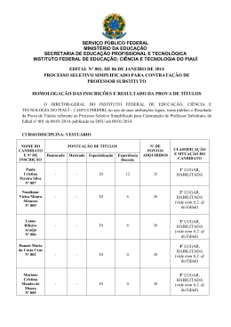 Homologa&ccedil;&atilde;o inscri&ccedil;&otilde;es e resultado prova de t&iacute;tulos