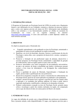 DOUTORADO EM PSICOLOGIA SOCIAL