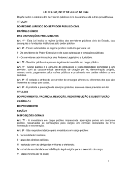 LEI N&ordm; 6.107, DE 27 DE JULHO DE 1994 Disp&otilde;e sobre o estatuto